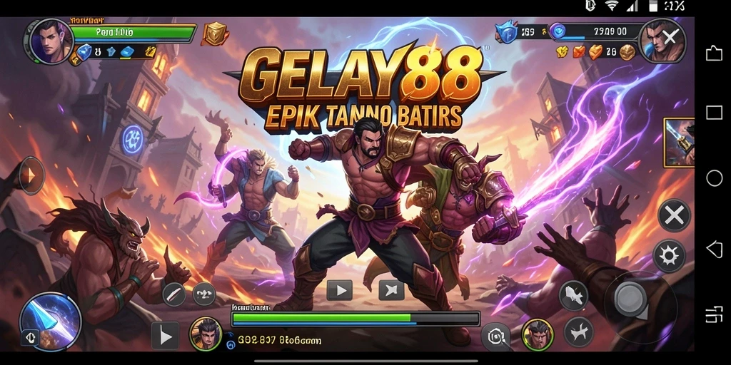 Gameplay pertarungan epik dengan karakter kuat dan aksi cepat.