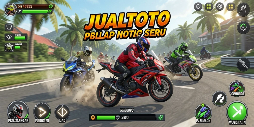 Gameplay mendebarkan dalam balapan motor JUALTOTO dengan grafis yang menawan.