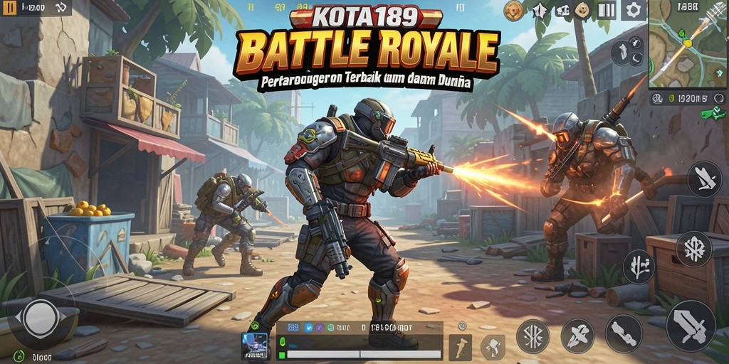 Screenshot gameplay KOTA189 menampilkan pertarungan seru dalam mode Battle Royale.