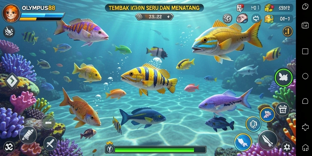 Gameplay OLYMPUS88 menampilkan aksi menembak ikan yang seru dan menegangkan.