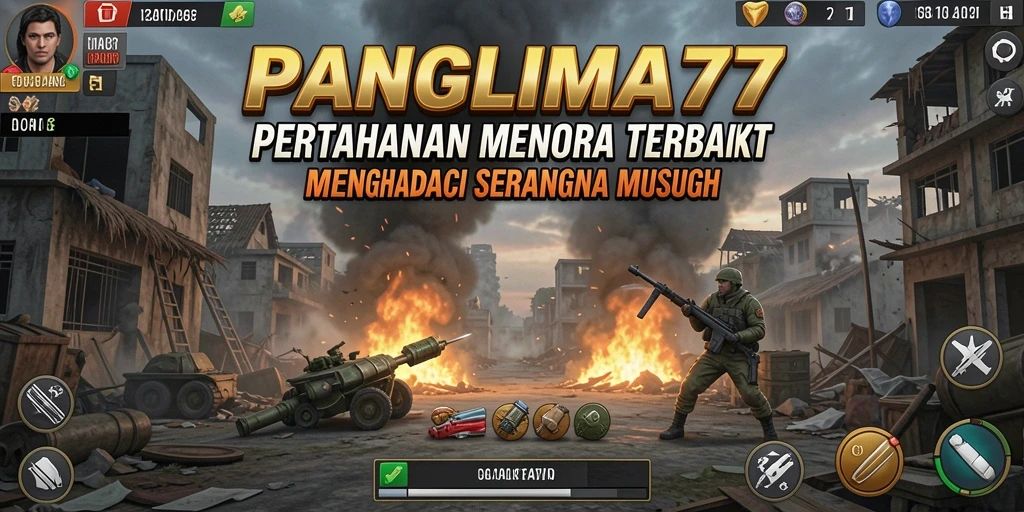 Tangkapan layar gameplay <strong>PANGLIMA77</strong> yang menampilkan aksi Tower Defense yang mendebarkan.