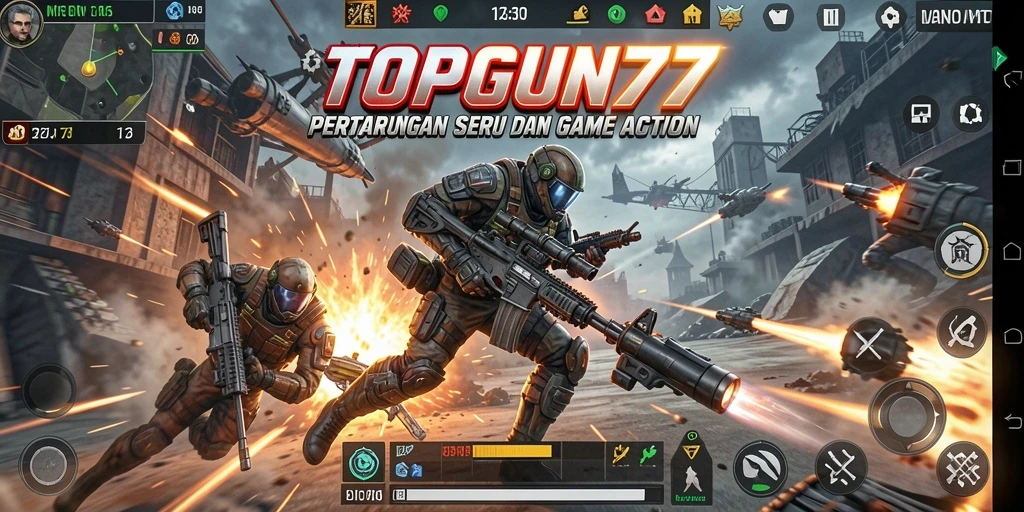 Tampilan dinamis dan intens dari gameplay TOPGUN77.